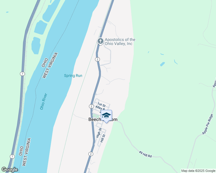 map of restaurants, bars, coffee shops, grocery stores, and more near 53 Church Street in Wellsburg
