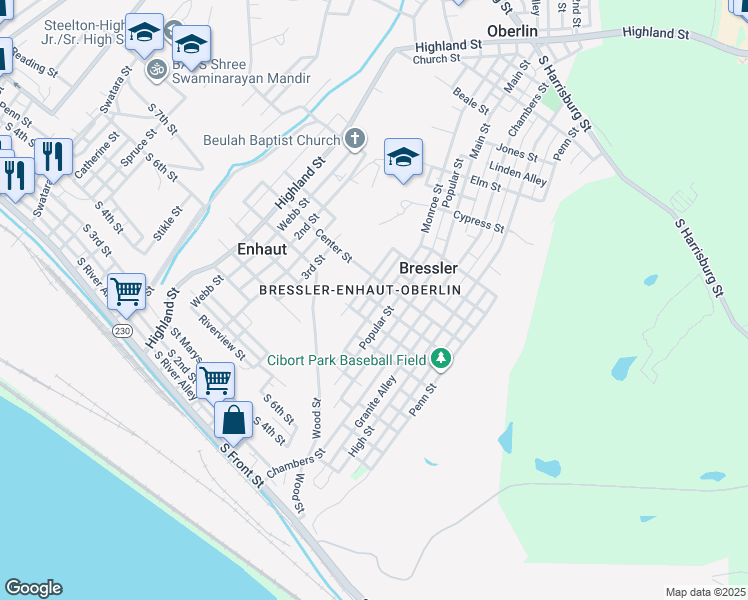 map of restaurants, bars, coffee shops, grocery stores, and more near 463 Woodview Street in Harrisburg