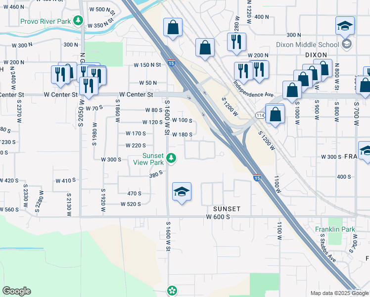 map of restaurants, bars, coffee shops, grocery stores, and more near in Provo