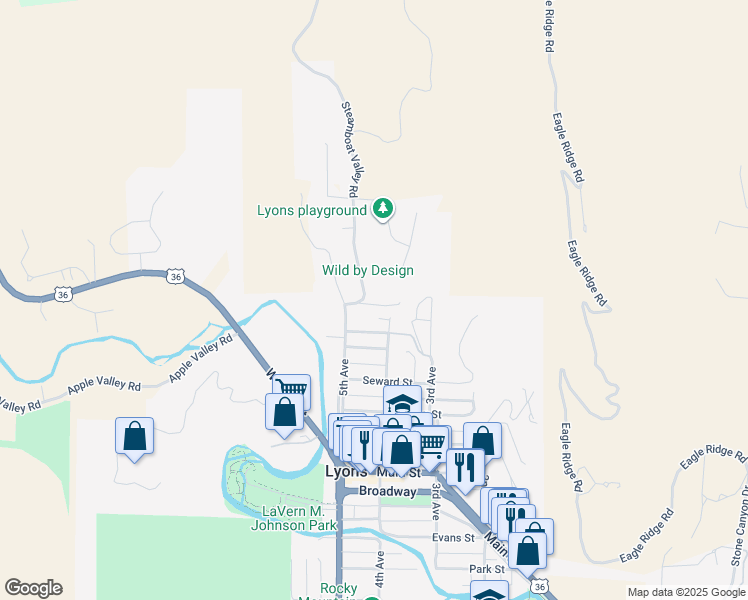 map of restaurants, bars, coffee shops, grocery stores, and more near 1103 4th Avenue in Lyons
