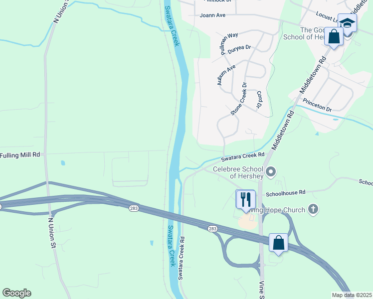 map of restaurants, bars, coffee shops, grocery stores, and more near 3330 Schoolhouse Road in Middletown