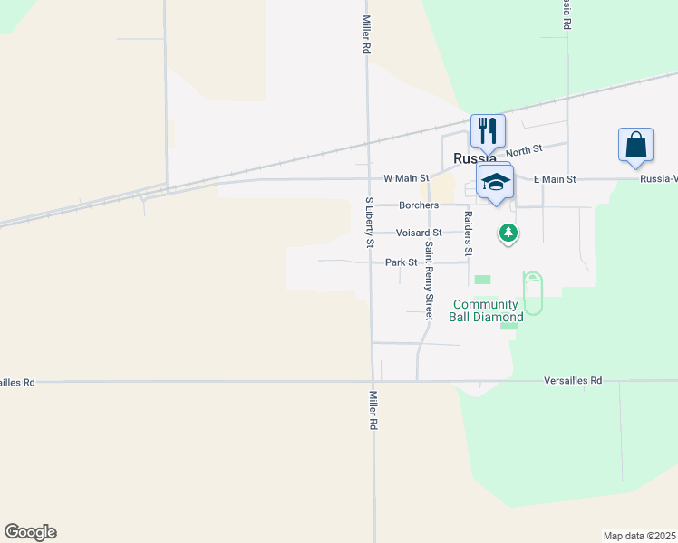 map of restaurants, bars, coffee shops, grocery stores, and more near 301-399 Westwood Drive in Russia