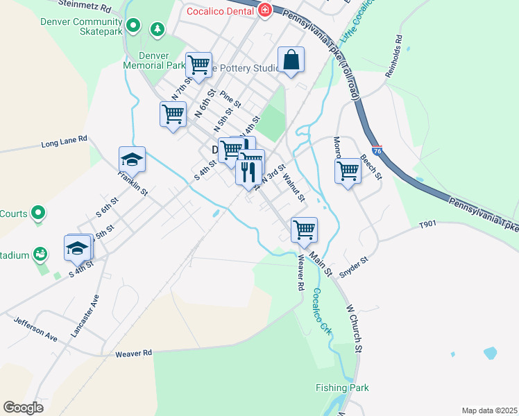 map of restaurants, bars, coffee shops, grocery stores, and more near 114 Main Street in Denver