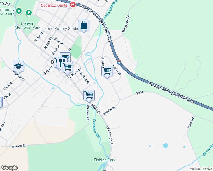 map of restaurants, bars, coffee shops, grocery stores, and more near 94 Monroe Street in Denver