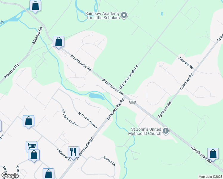 map of restaurants, bars, coffee shops, grocery stores, and more near 1078 Almshouse Road in Warminster