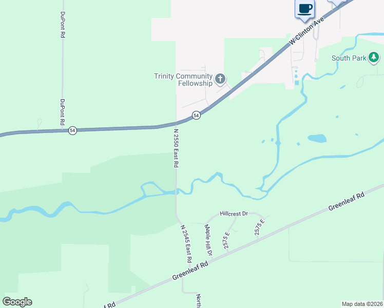 map of restaurants, bars, coffee shops, grocery stores, and more near 1220-1230 North 2550 East Road in Farmer City