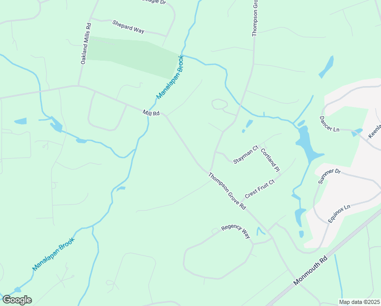 map of restaurants, bars, coffee shops, grocery stores, and more near 18 Mill Road in Manalapan Township