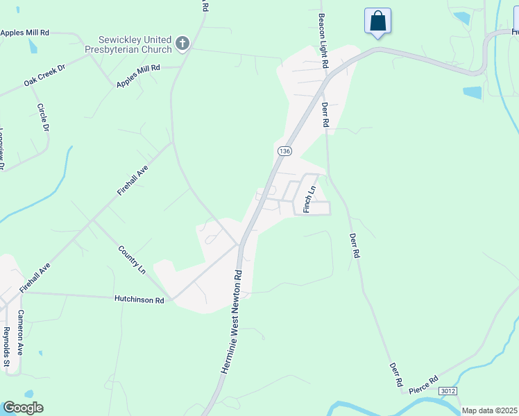 map of restaurants, bars, coffee shops, grocery stores, and more near 1436 Greensburg Pike in West Newton