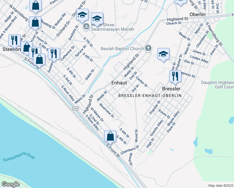 map of restaurants, bars, coffee shops, grocery stores, and more near 424 2nd Street in Harrisburg