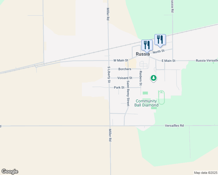 map of restaurants, bars, coffee shops, grocery stores, and more near 301 Westwood Drive in Russia