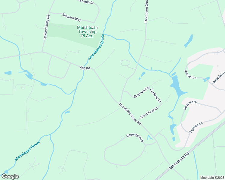map of restaurants, bars, coffee shops, grocery stores, and more near 18 Mill Road in Manalapan Township