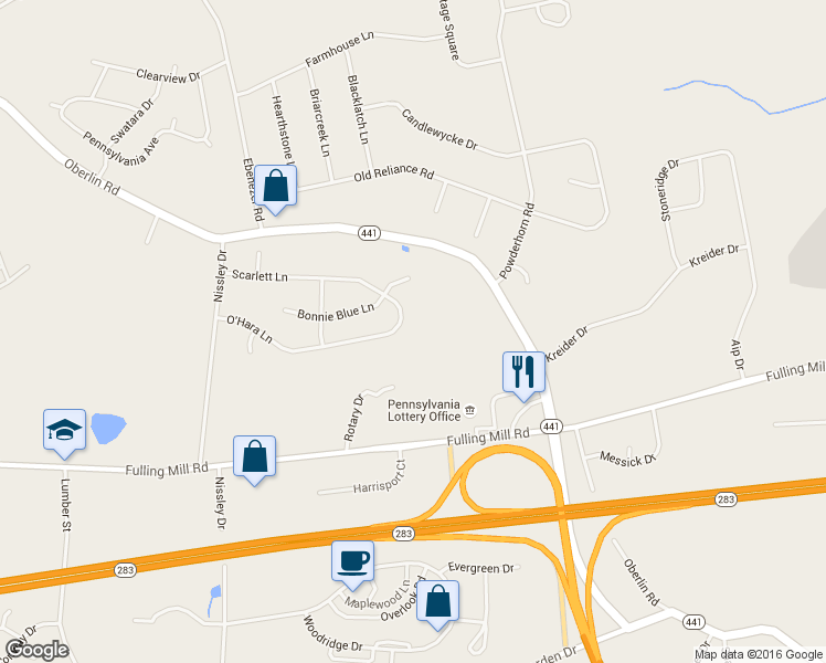 map of restaurants, bars, coffee shops, grocery stores, and more near 1819 O'Hara Lane in Middletown