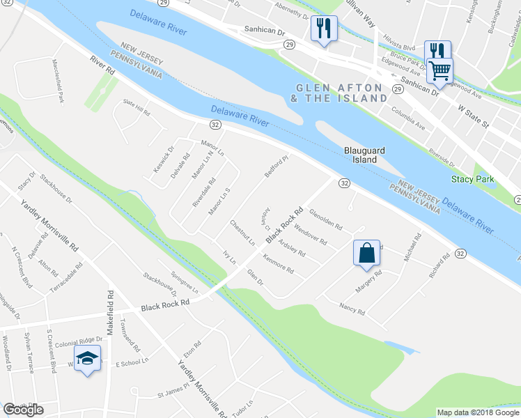 map of restaurants, bars, coffee shops, grocery stores, and more near 719 Ardsley Court in Yardley