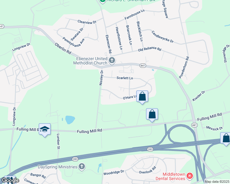 map of restaurants, bars, coffee shops, grocery stores, and more near 1878 O'Hara Lane in Middletown
