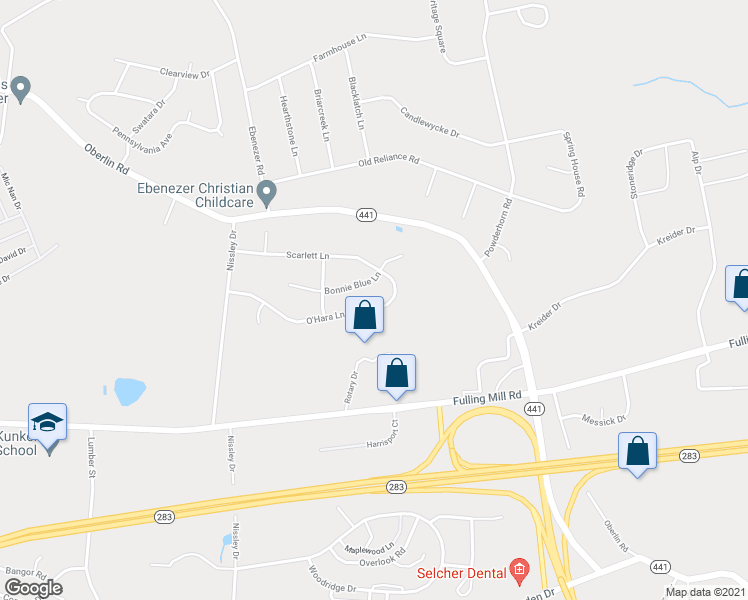 map of restaurants, bars, coffee shops, grocery stores, and more near 1830 O'Hara Lane in Middletown