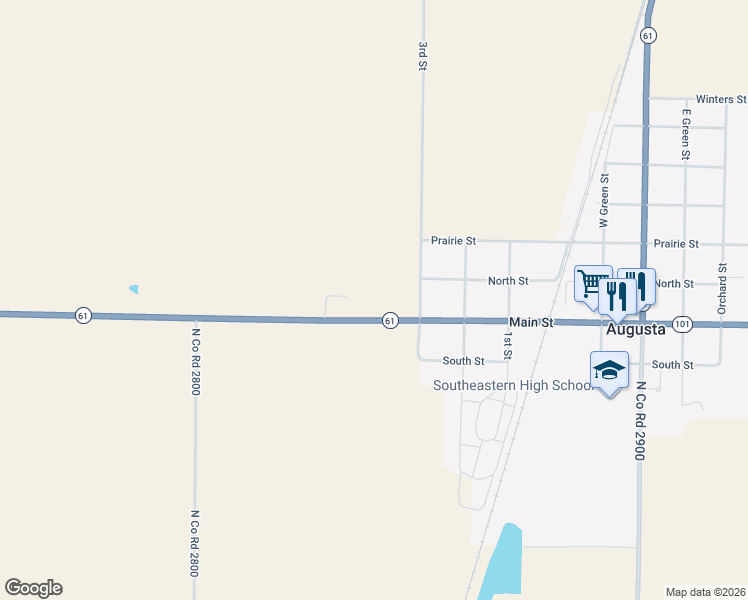 map of restaurants, bars, coffee shops, grocery stores, and more near 95 Main Street in Augusta