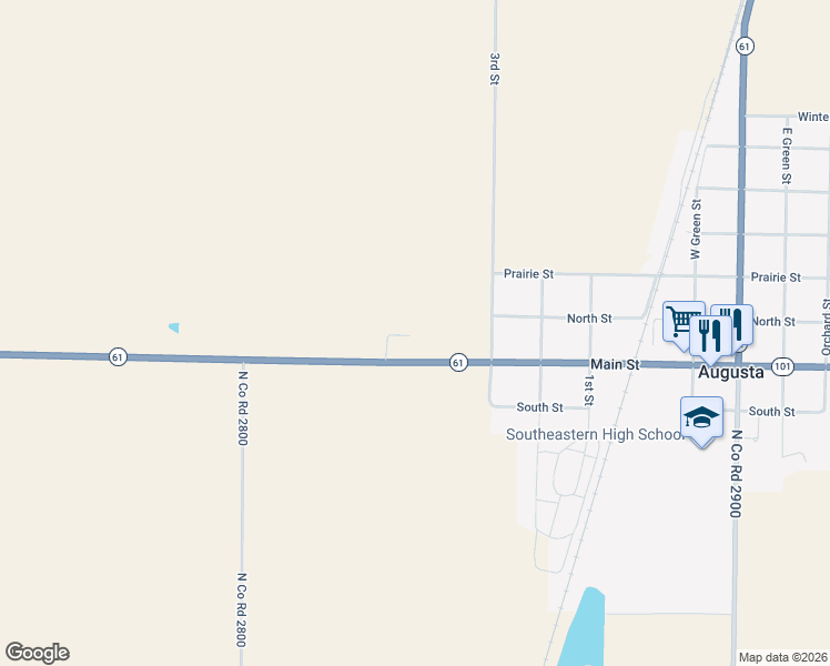 map of restaurants, bars, coffee shops, grocery stores, and more near 95 Main Street in Augusta