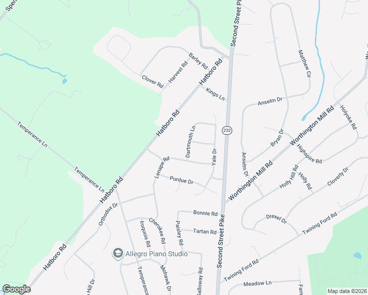map of restaurants, bars, coffee shops, grocery stores, and more near 5 Dartmouth Lane in Richboro