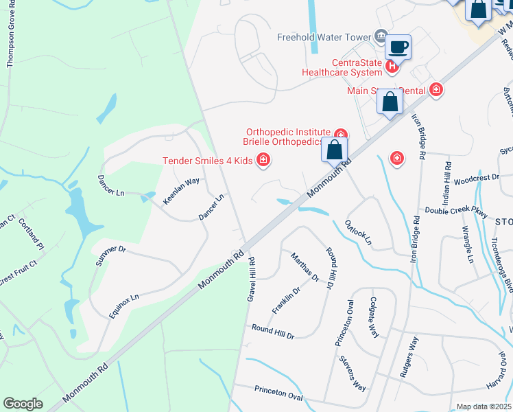 map of restaurants, bars, coffee shops, grocery stores, and more near 1151 West Main Street in Freehold Township