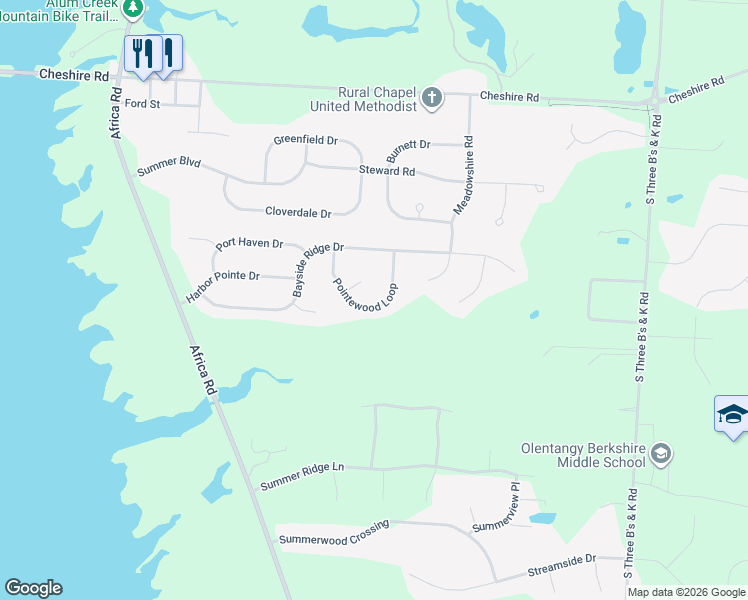 map of restaurants, bars, coffee shops, grocery stores, and more near 2684 Pointewood Loop in Galena