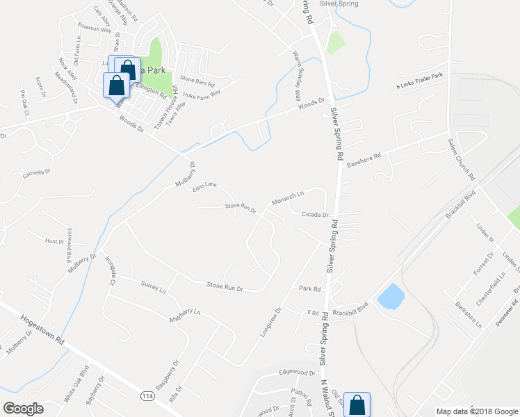 map of restaurants, bars, coffee shops, grocery stores, and more near 91 Stone Run Drive in Mechanicsburg