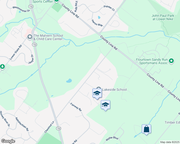 map of restaurants, bars, coffee shops, grocery stores, and more near 18 Chestnut Lane in North Wales