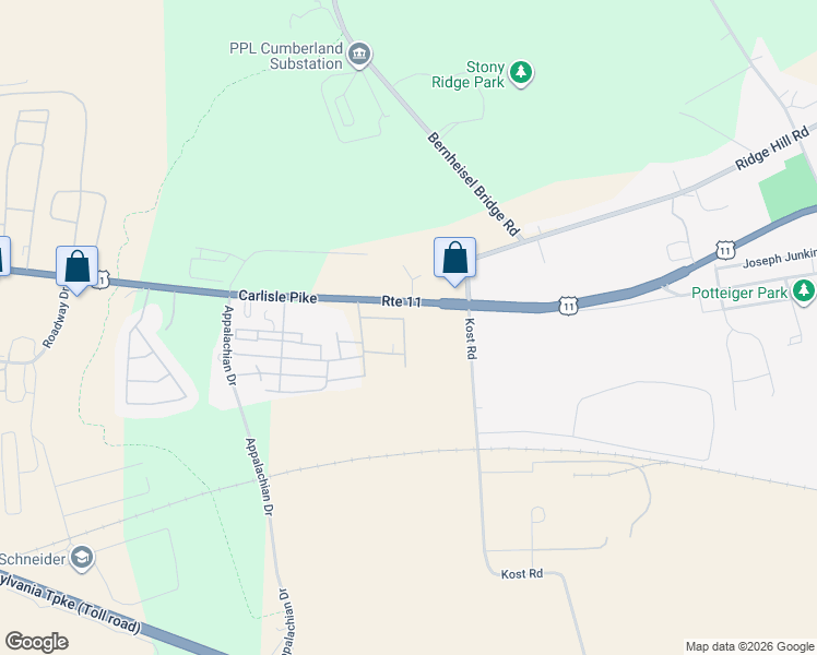 map of restaurants, bars, coffee shops, grocery stores, and more near 329 Bahama Circle in Carlisle