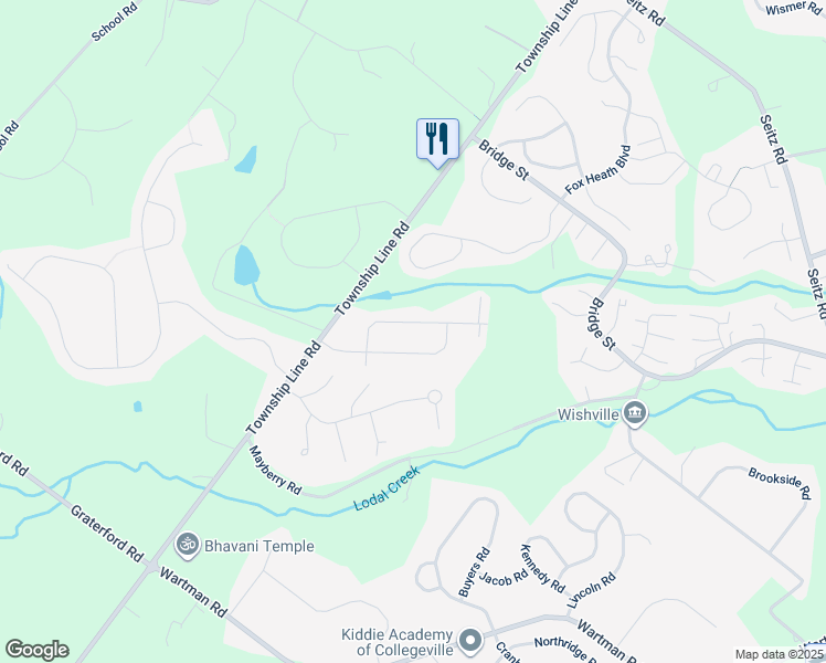 map of restaurants, bars, coffee shops, grocery stores, and more near 244 Roman Drive in Schwenksville