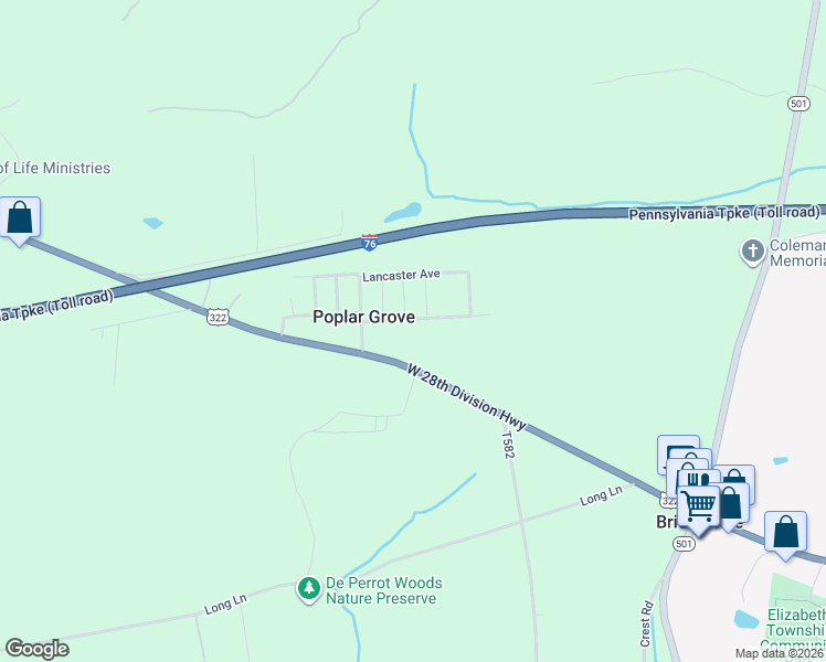 map of restaurants, bars, coffee shops, grocery stores, and more near 240 Park Ave in Lititz