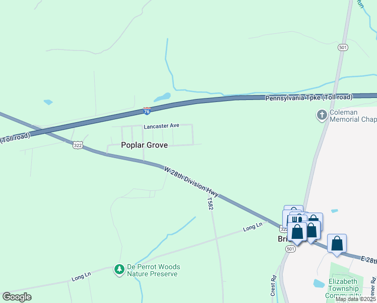 map of restaurants, bars, coffee shops, grocery stores, and more near 226 Park Avenue in Lititz
