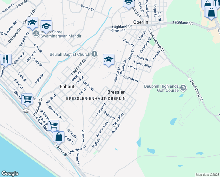 map of restaurants, bars, coffee shops, grocery stores, and more near 685 Monroe Street in Harrisburg