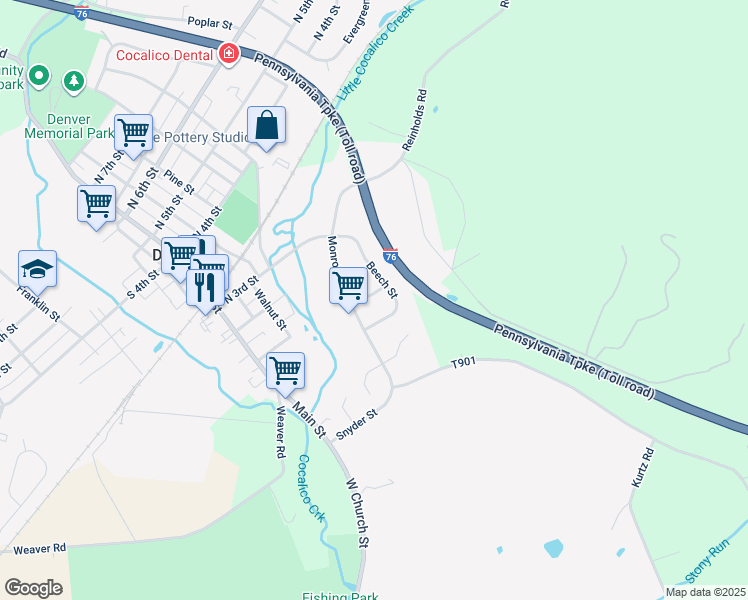 map of restaurants, bars, coffee shops, grocery stores, and more near 125 Birch Street in Denver