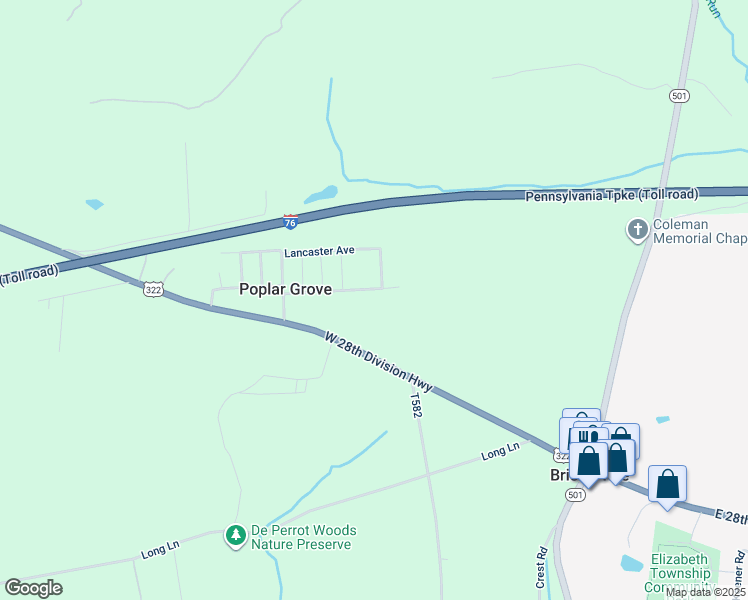 map of restaurants, bars, coffee shops, grocery stores, and more near 226 Park Avenue in Lititz