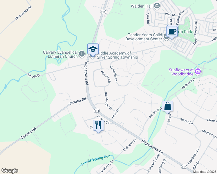 map of restaurants, bars, coffee shops, grocery stores, and more near 31 Hamlet Circle in Mechanicsburg