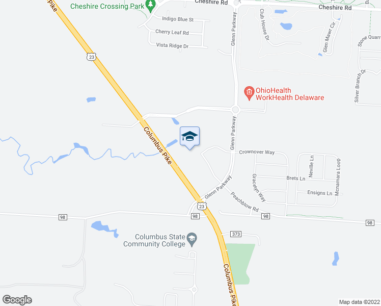 map of restaurants, bars, coffee shops, grocery stores, and more near 4565 Columbus Pike in Delaware