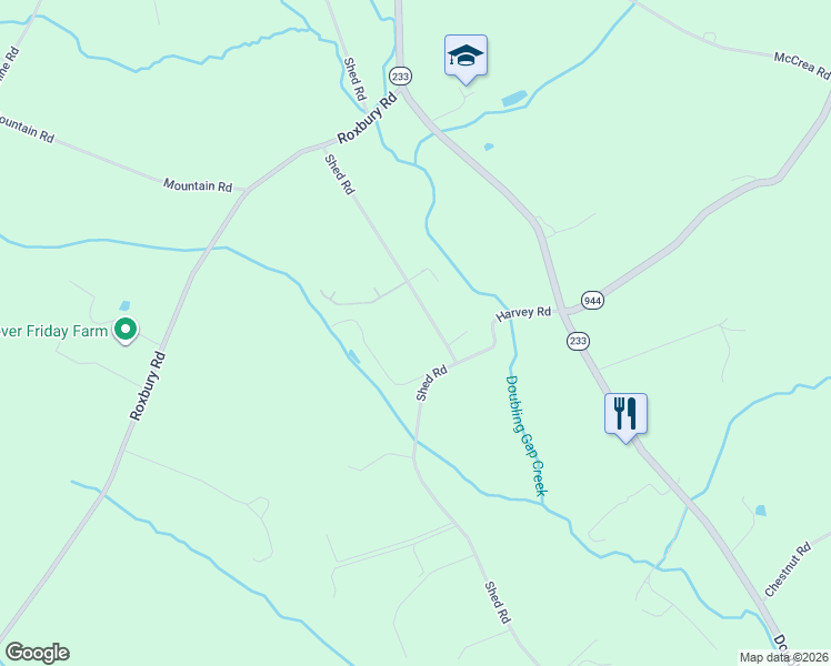 map of restaurants, bars, coffee shops, grocery stores, and more near 510 Shed Road in Newville