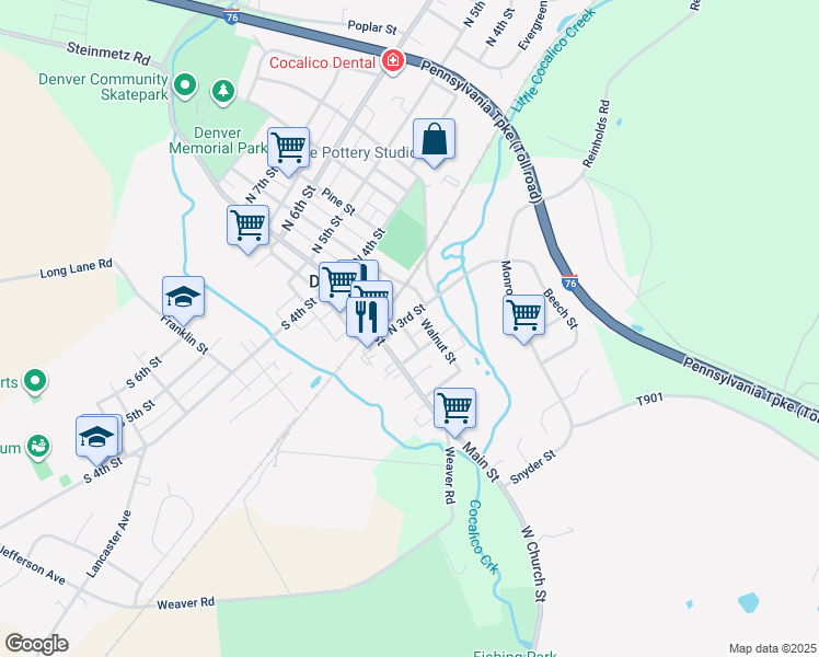 map of restaurants, bars, coffee shops, grocery stores, and more near 33 North 3rd Street in Denver