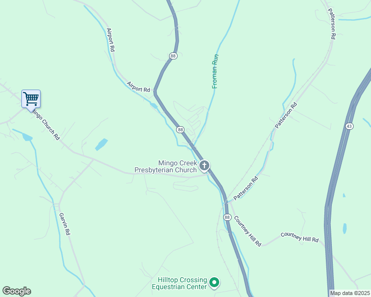 map of restaurants, bars, coffee shops, grocery stores, and more near 2399 Pennsylvania 88 in Finleyville