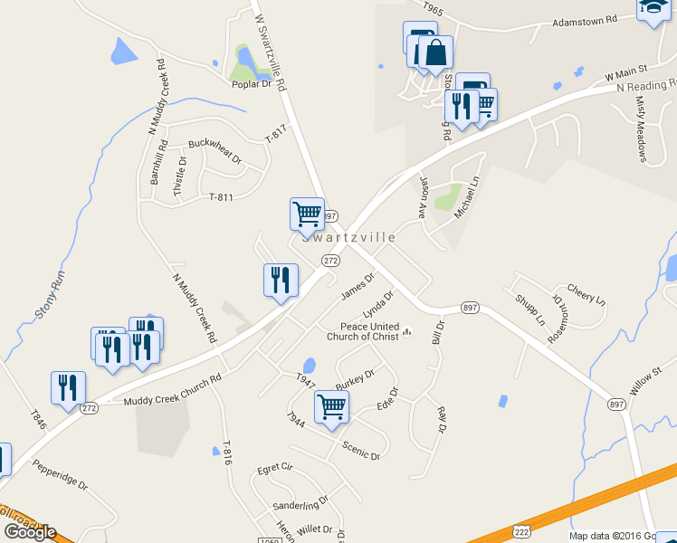 map of restaurants, bars, coffee shops, grocery stores, and more near 2585 North Reading Road in Denver