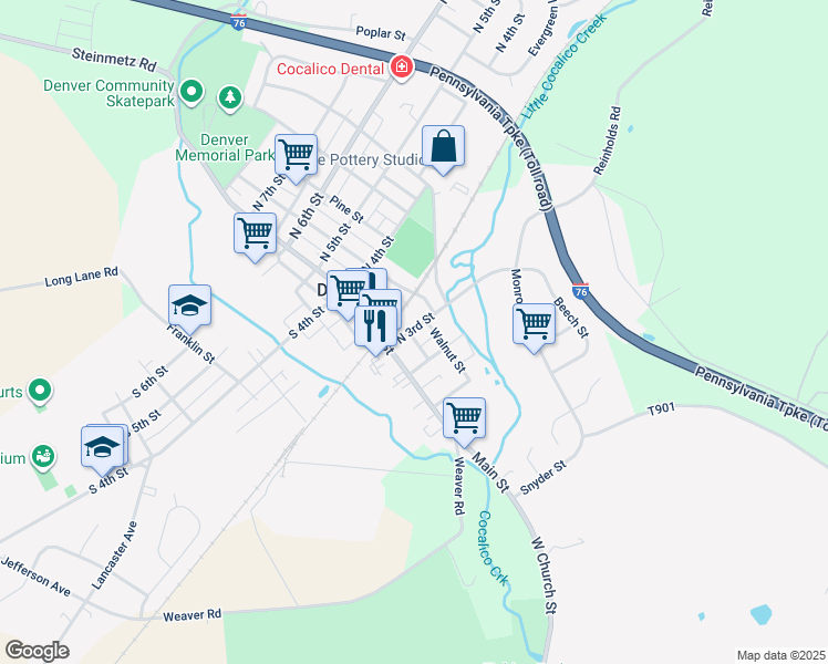 map of restaurants, bars, coffee shops, grocery stores, and more near 33 North 3rd Street in Denver