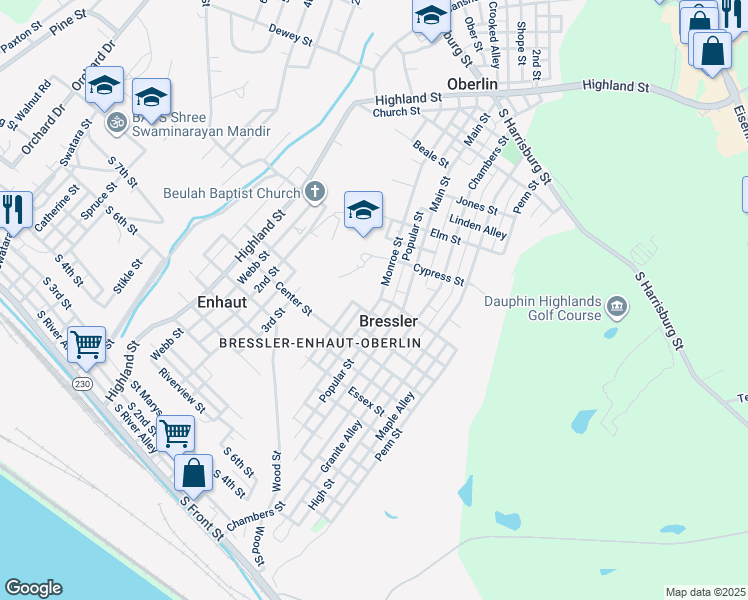 map of restaurants, bars, coffee shops, grocery stores, and more near 691 Monroe Street in Steelton