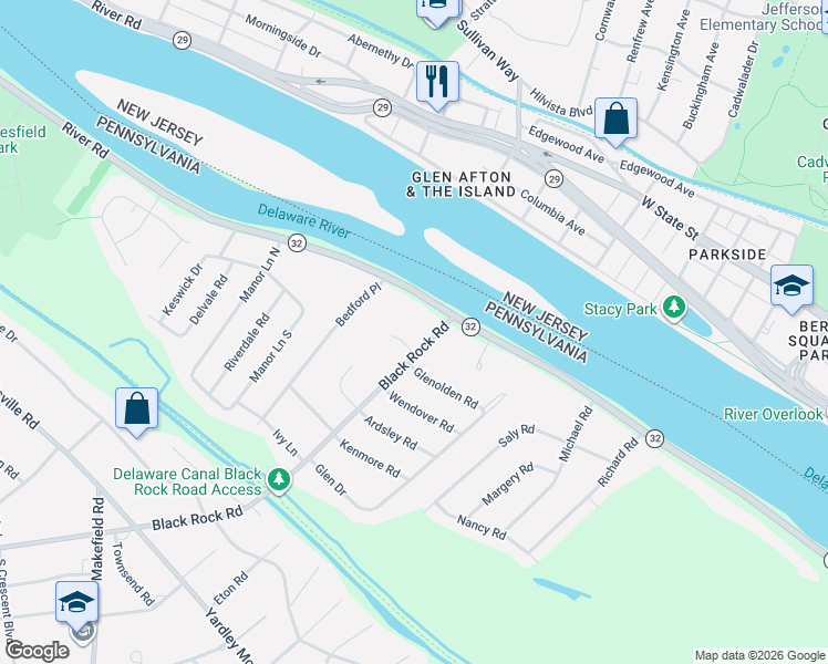 map of restaurants, bars, coffee shops, grocery stores, and more near 74 Black Rock Road in Morrisville