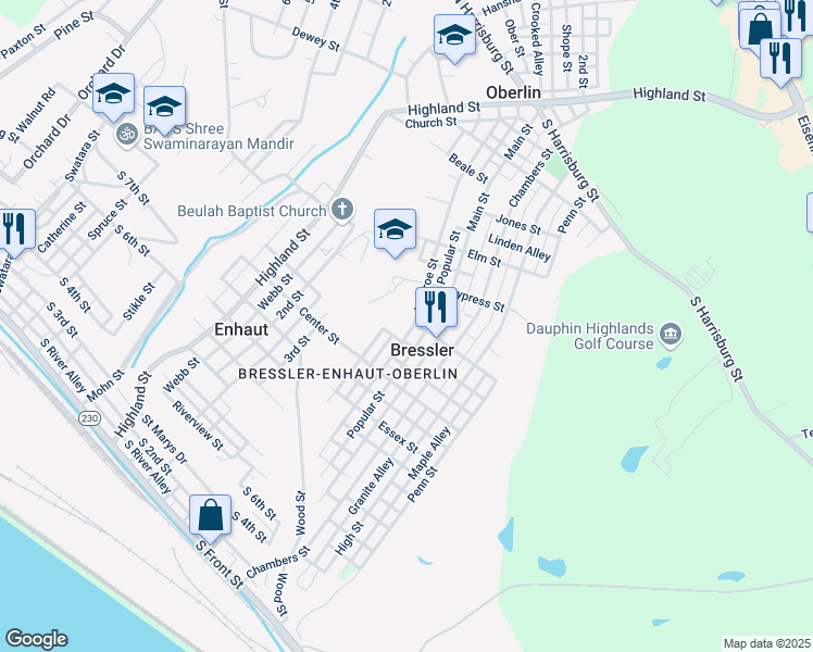 map of restaurants, bars, coffee shops, grocery stores, and more near 691 Monroe Street in Steelton