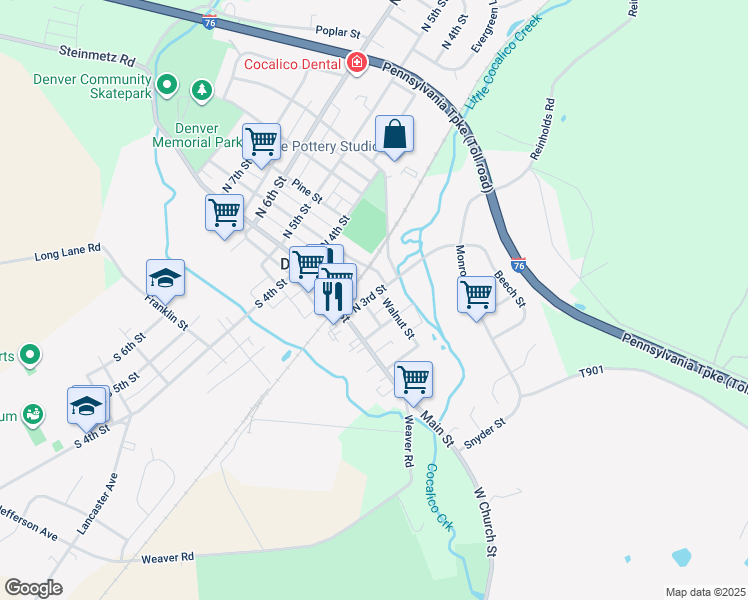 map of restaurants, bars, coffee shops, grocery stores, and more near 39 North 3rd Street in Denver