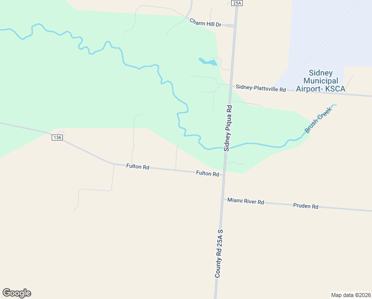 map of restaurants, bars, coffee shops, grocery stores, and more near 14755 Fulton Road in Sidney