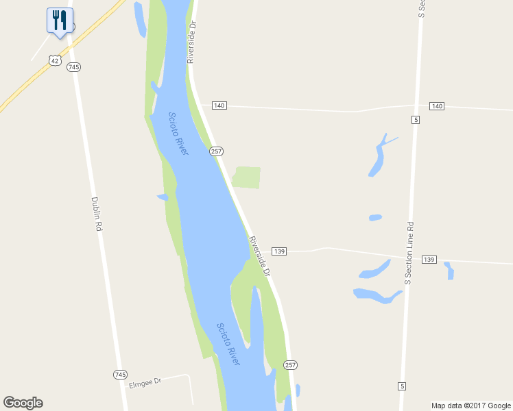 map of restaurants, bars, coffee shops, grocery stores, and more near 5541 Riverside Drive in Delaware