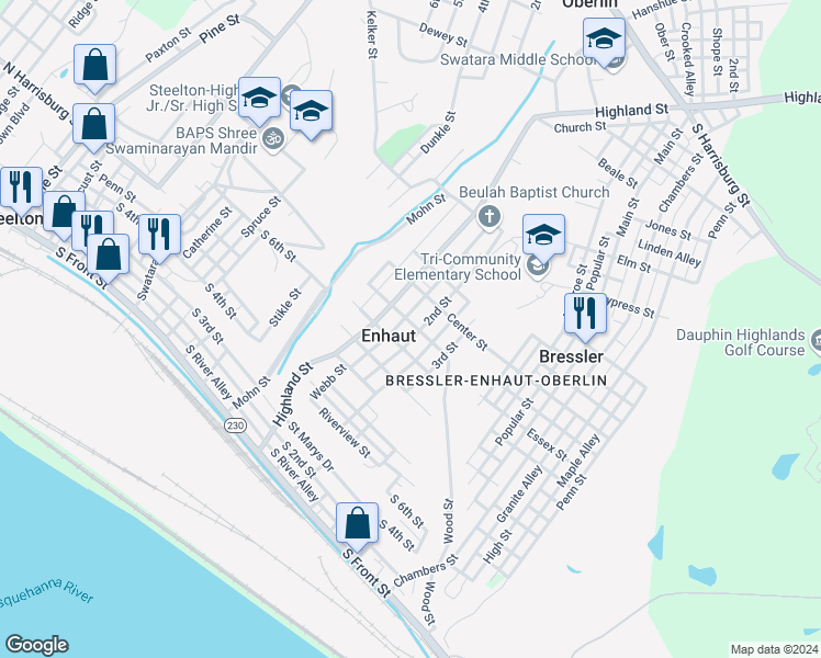 map of restaurants, bars, coffee shops, grocery stores, and more near 531 2nd Street in Harrisburg