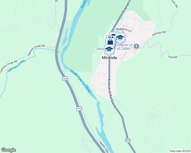 map of restaurants, bars, coffee shops, grocery stores, and more near 1 B St in Humboldt