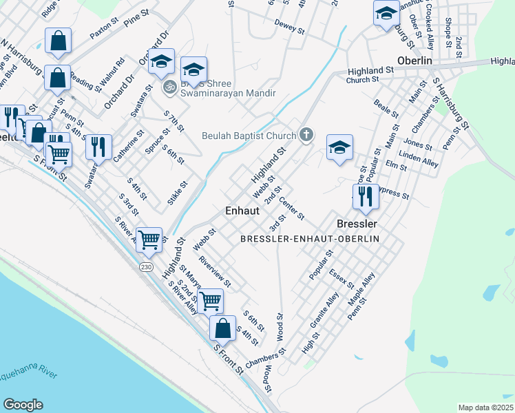 map of restaurants, bars, coffee shops, grocery stores, and more near 537 2nd Street in Harrisburg
