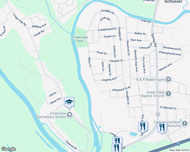 map of restaurants, bars, coffee shops, grocery stores, and more near 2 Jane Lane in Carlisle